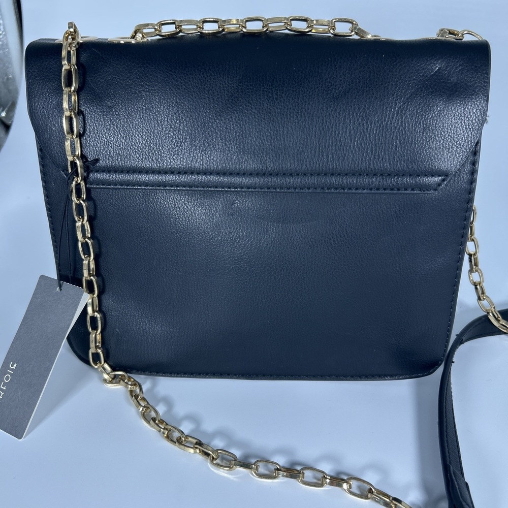 New PARFOIS Crossbody Bag Navy Blue Scottish Plaid Gold Hardware Preppy Classic - Picture 3 of 10